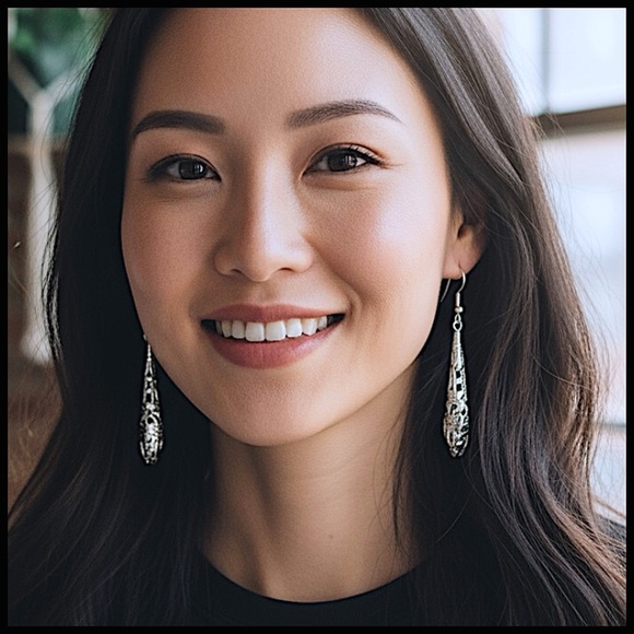 5 For $25💫Long Silver Filigree Dangles Earrings - Picture 9 of 9